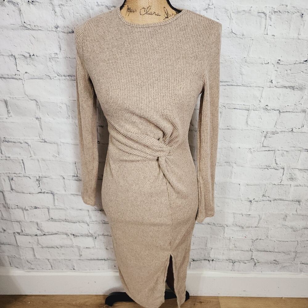 Shein sweater dress Sz S ribbed side slit long sleeve stretch ACL